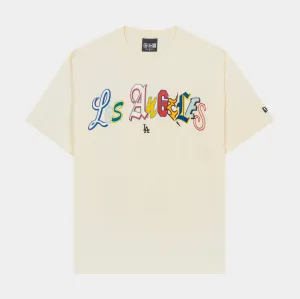 Chic Vibe Biodegradable Options Los Angeles Dodgers Life Graphic Mens Short Sleeve Shirt (Cream/Red)