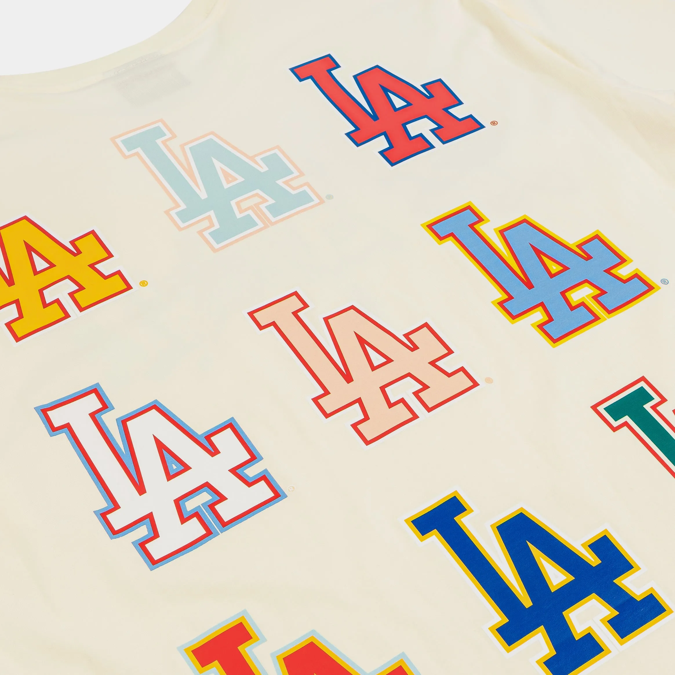 Los Angeles Dodgers Life Graphic Mens Short Sleeve Shirt (Cream/Red) Everyday Fashion