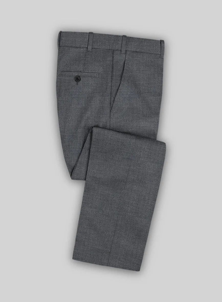 Italian Cotton Lycra Denim Gray Blue Pants Compression Support Lining Quick Wear
