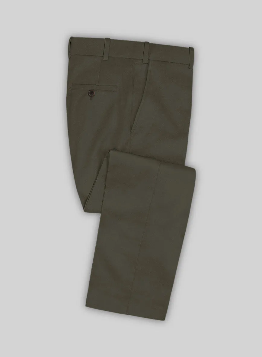 Italian Ivy Green Cotton Stretch Pants Seamless construction Sporty Fit Design