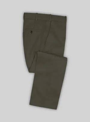 Italian Ivy Green Cotton Stretch Pants Seamless construction Sporty Fit Design