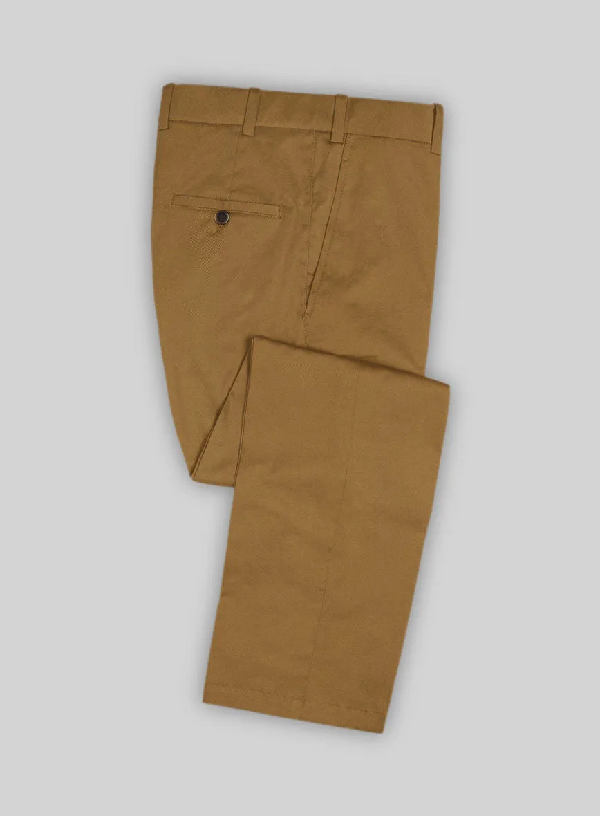 NonSlipInnerGrip Italian Tan Cotton Stretch Pants