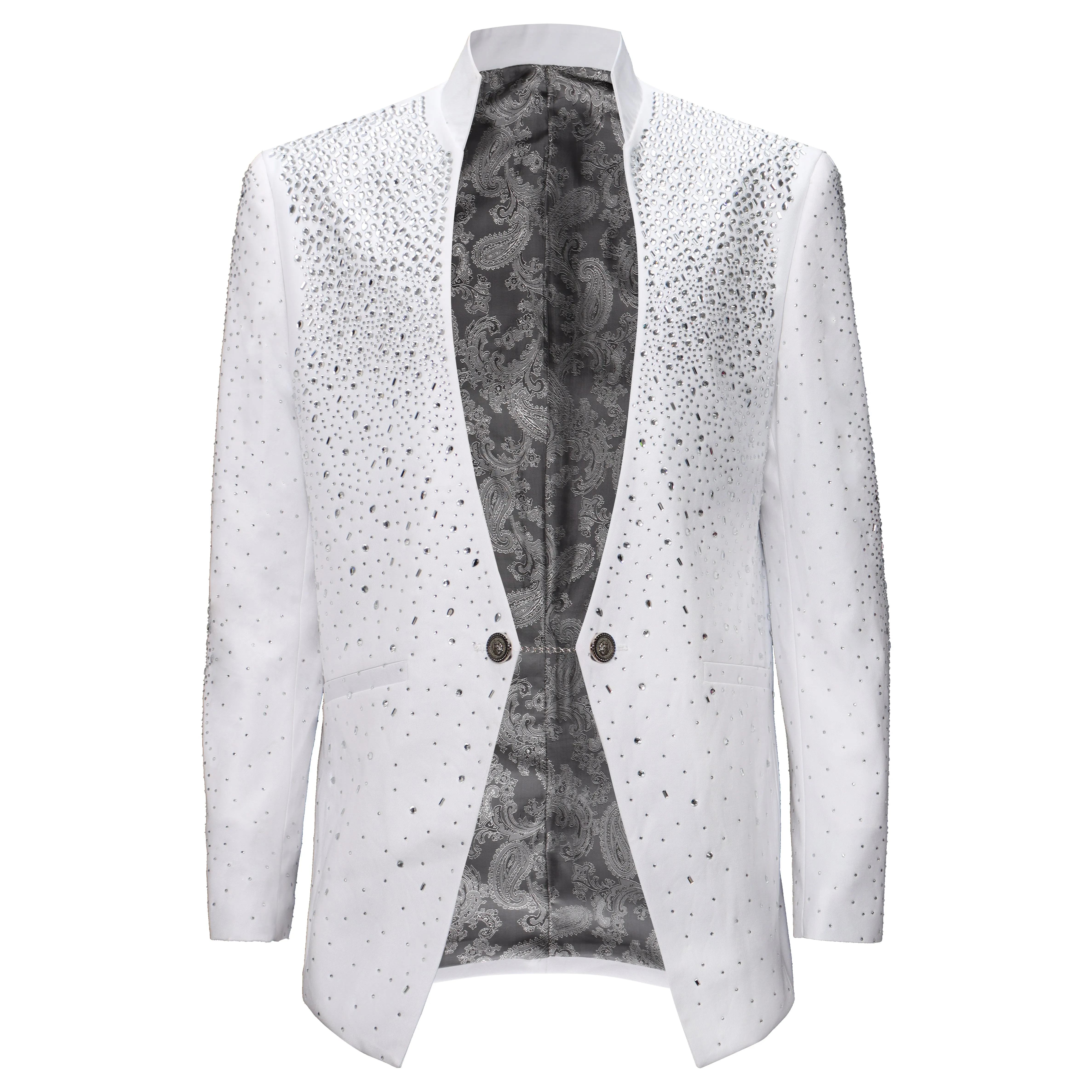 Clean Outer Jewel Elegance Blazer WHITE/SILVER