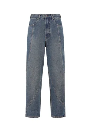 Mens Relaxed Seam Detail Jeans - Indigo Smart Fit Design
