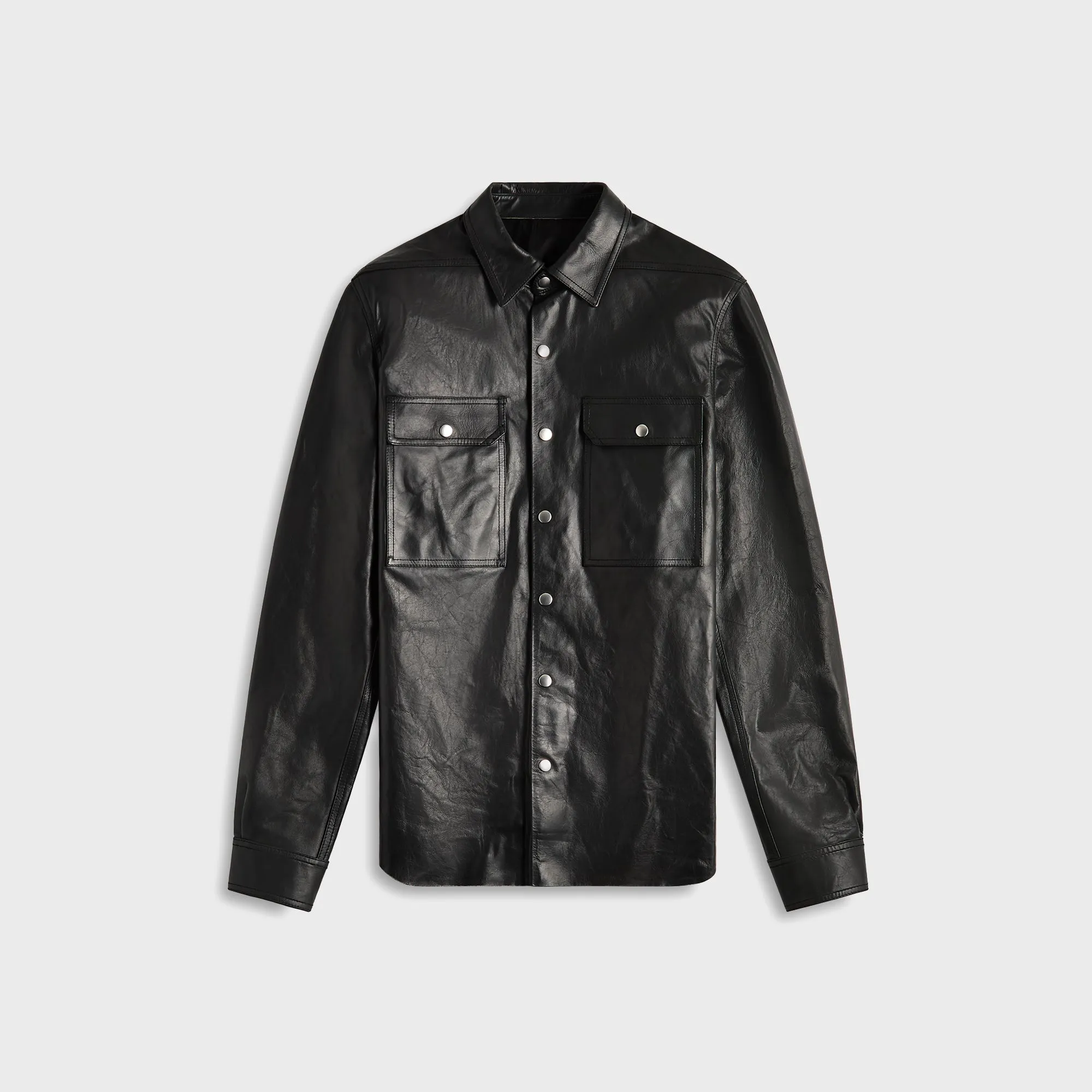 Rick Owens Giacca In Pelle Outershirt - Black Strong Stitches