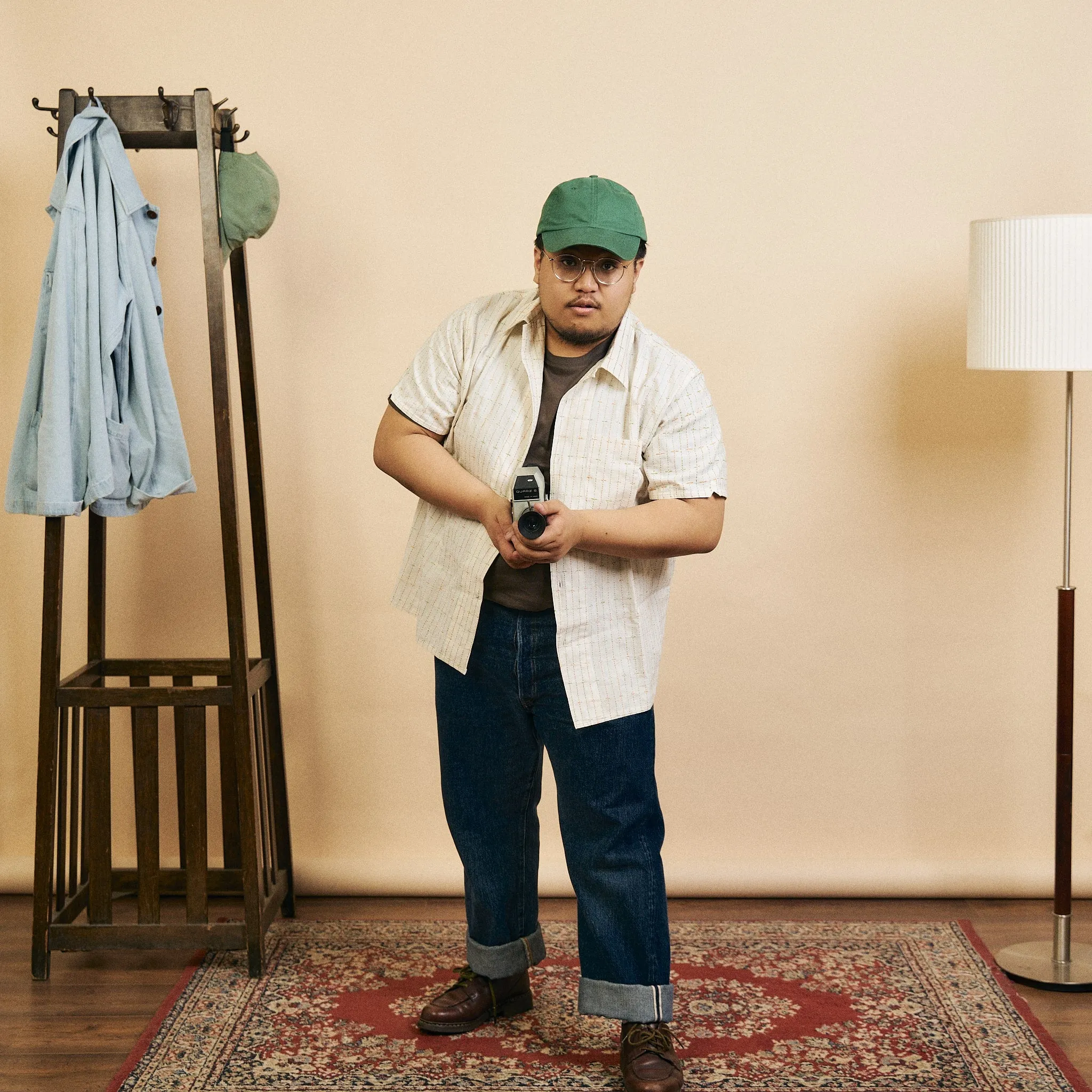 Seamless construction Sleeveless Cut Kantha Short Sleeve Shirt - Ecru