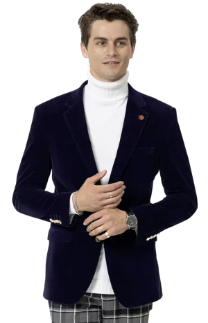 Kent & Park J134 Velvet Slim Fit Blazer Navy Double Buttons Modular Layering System