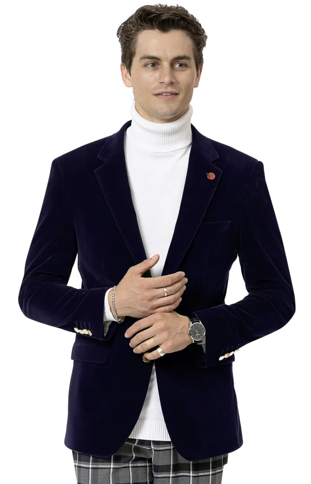 FadeResistant Print Kent & Park J134 Velvet Slim Fit Blazer Navy