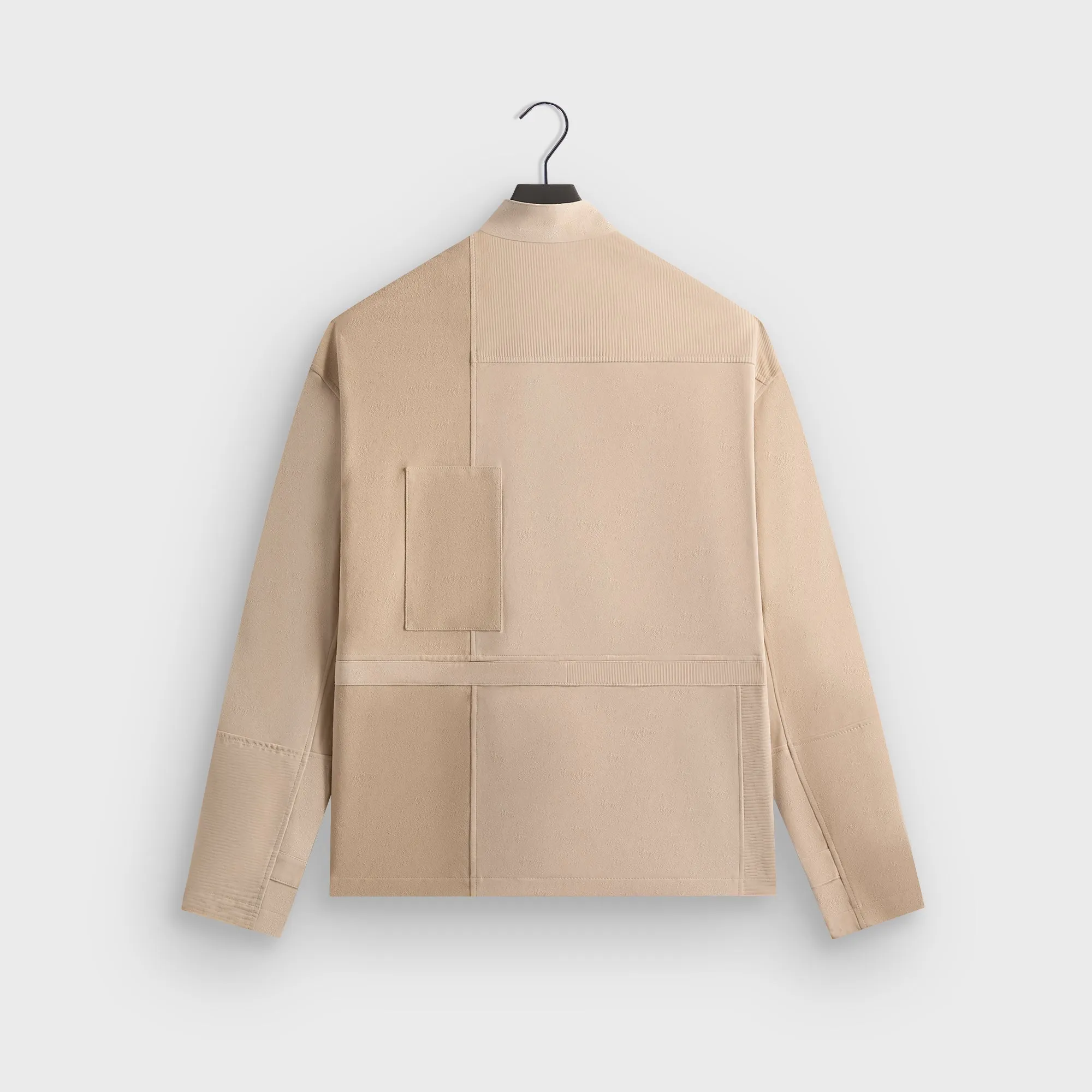 Foldable Design Stretch Comfort Fit Kith Amare Patchworked Suede Jacket - Veil