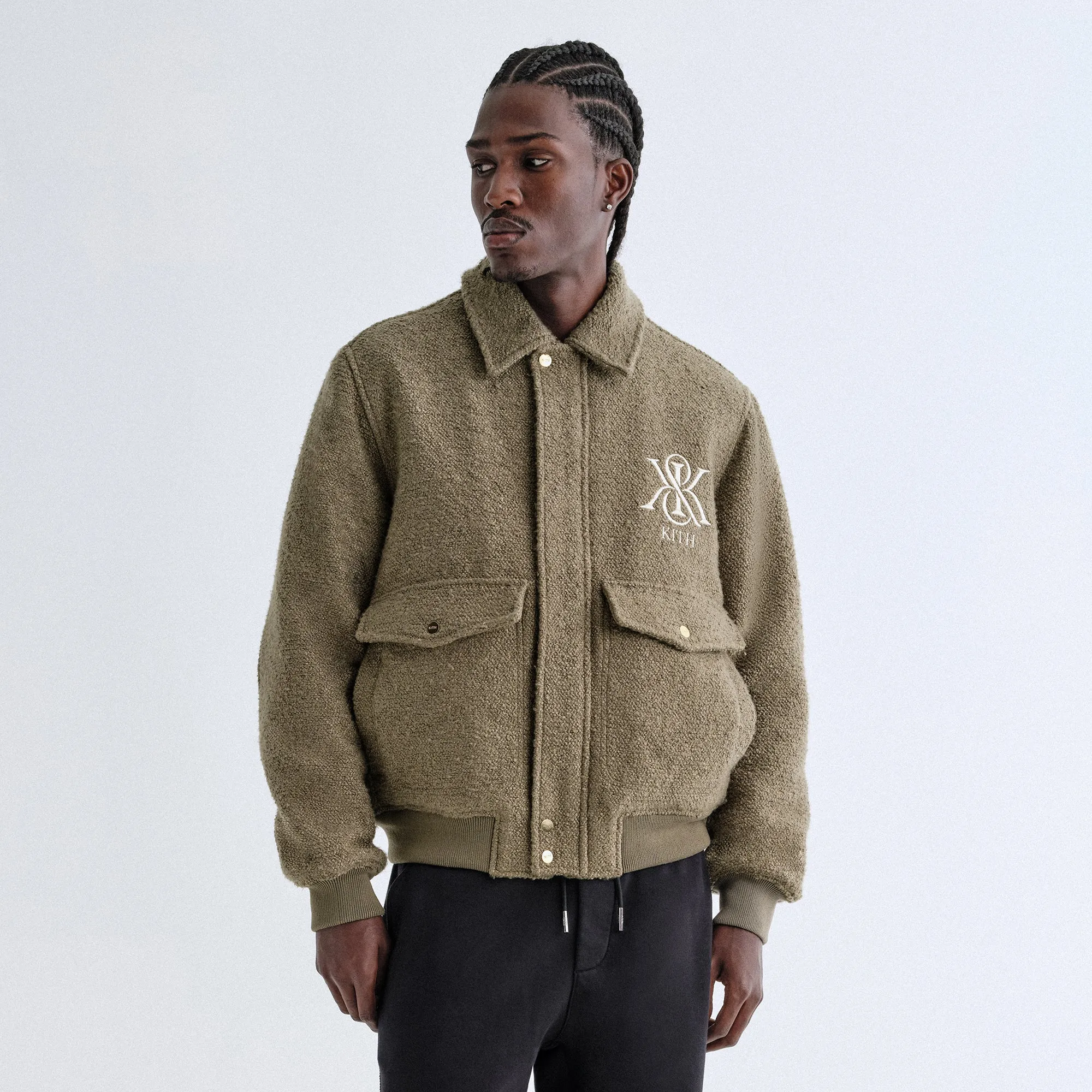 Easy Clean Material Kith Boucle Hawthorne Flight Jacket - Palomino