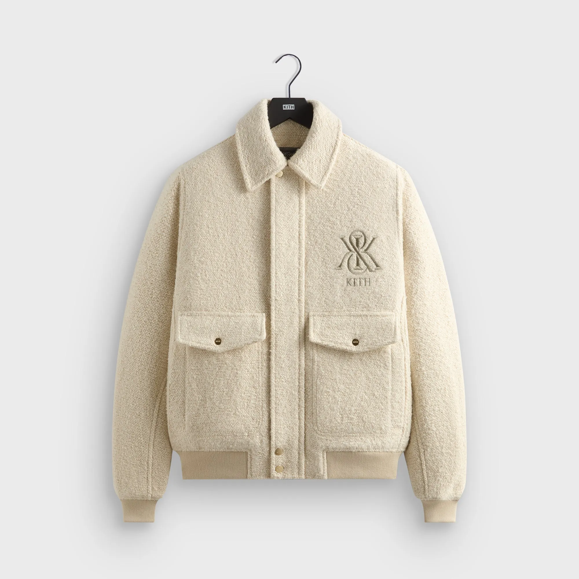 Adjustable Cuffs Kith Boucle Hawthorne Flight Jacket - Sandrift