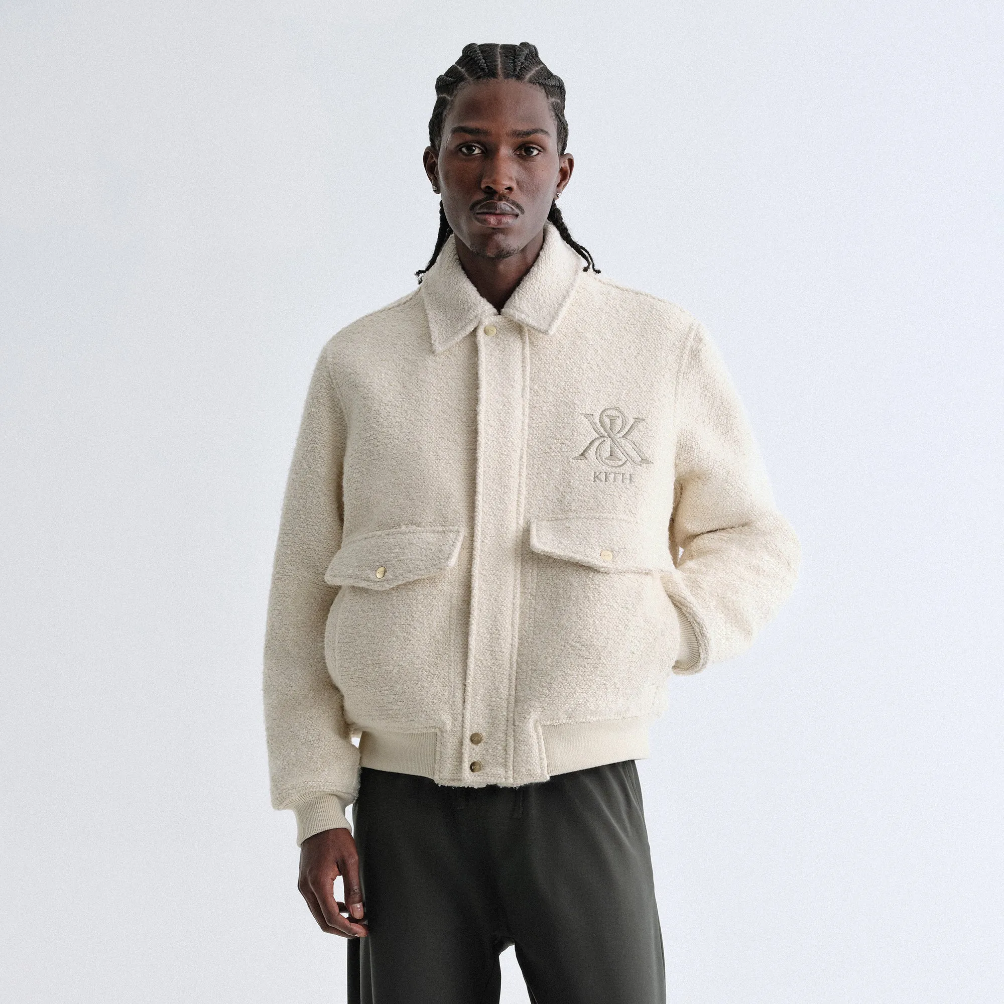 Kith Boucle Hawthorne Flight Jacket - Sandrift Articulated Knees