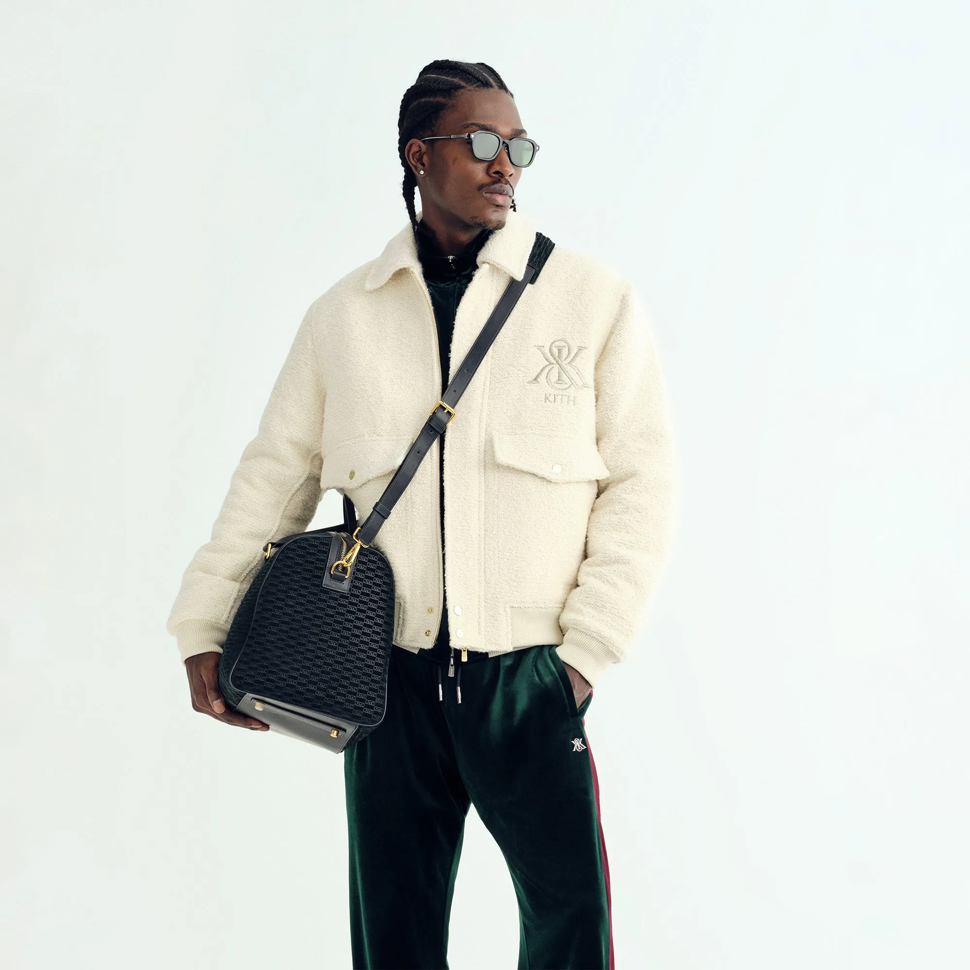 Full Length Zipper SeamSealed Edges Kith Boucle Hawthorne Flight Jacket - Sandrift