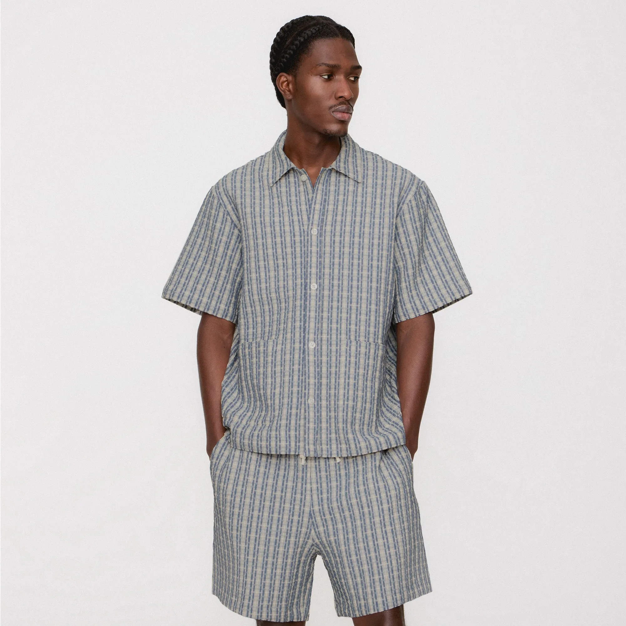 Ventilated Back Panels Roomy Waist Kith Bubble Check Active Short - Light Indigo