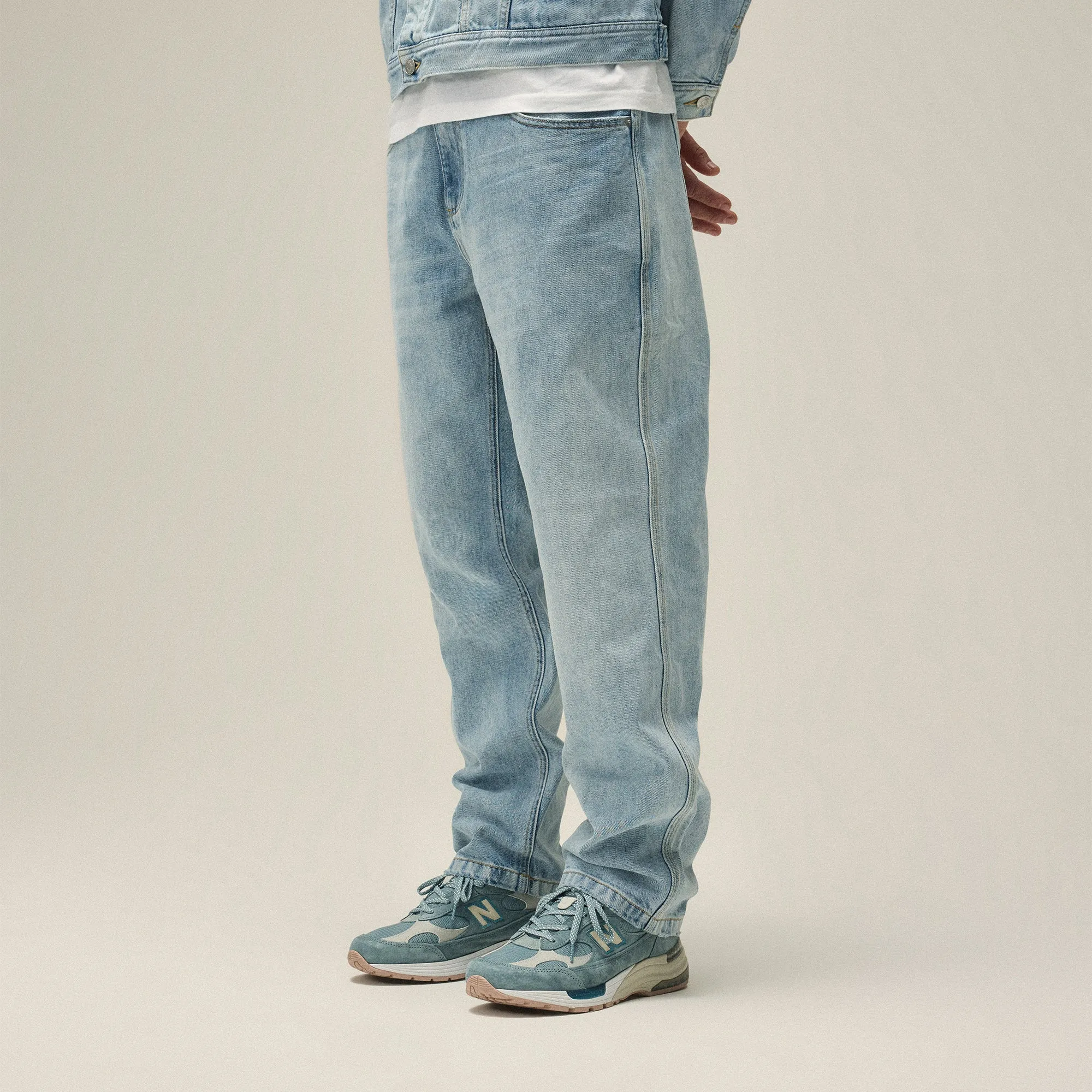 classic clothing Customizable length Kith Centre Straight Jean - Light Indigo