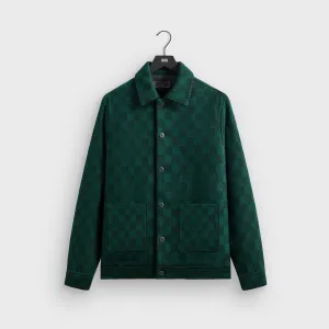 Kith Check Boucle Boxy Collared Overshirt - Ivy Green color block