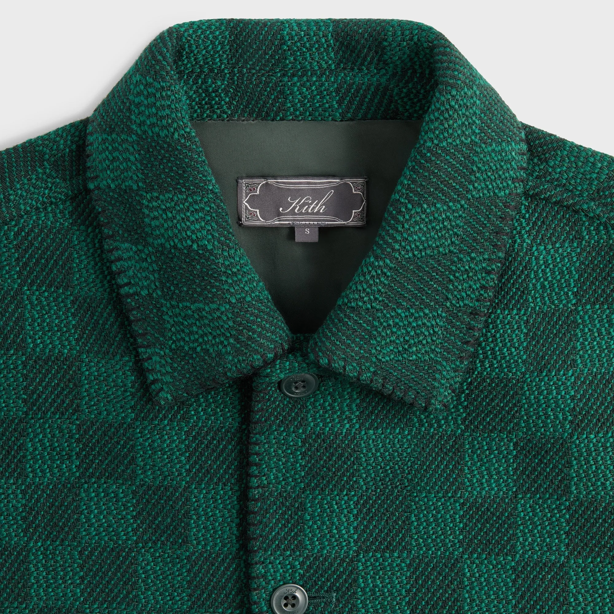 Kith Check Boucle Boxy Collared Overshirt - Ivy Green Flexible Layer System