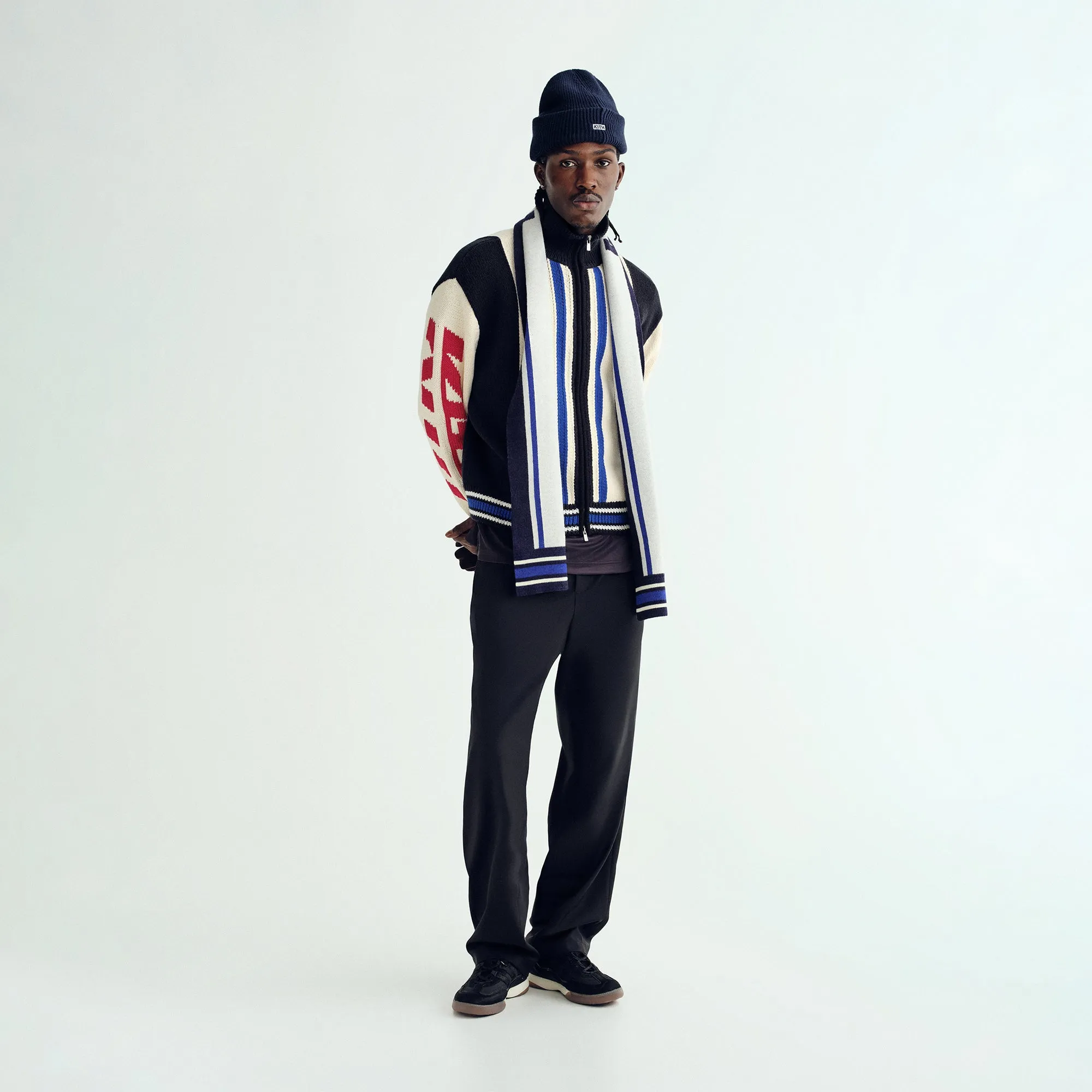 Versatile Layering Kith Color-Blocked Moto Full Zip Wyona Sweater - Sandrift