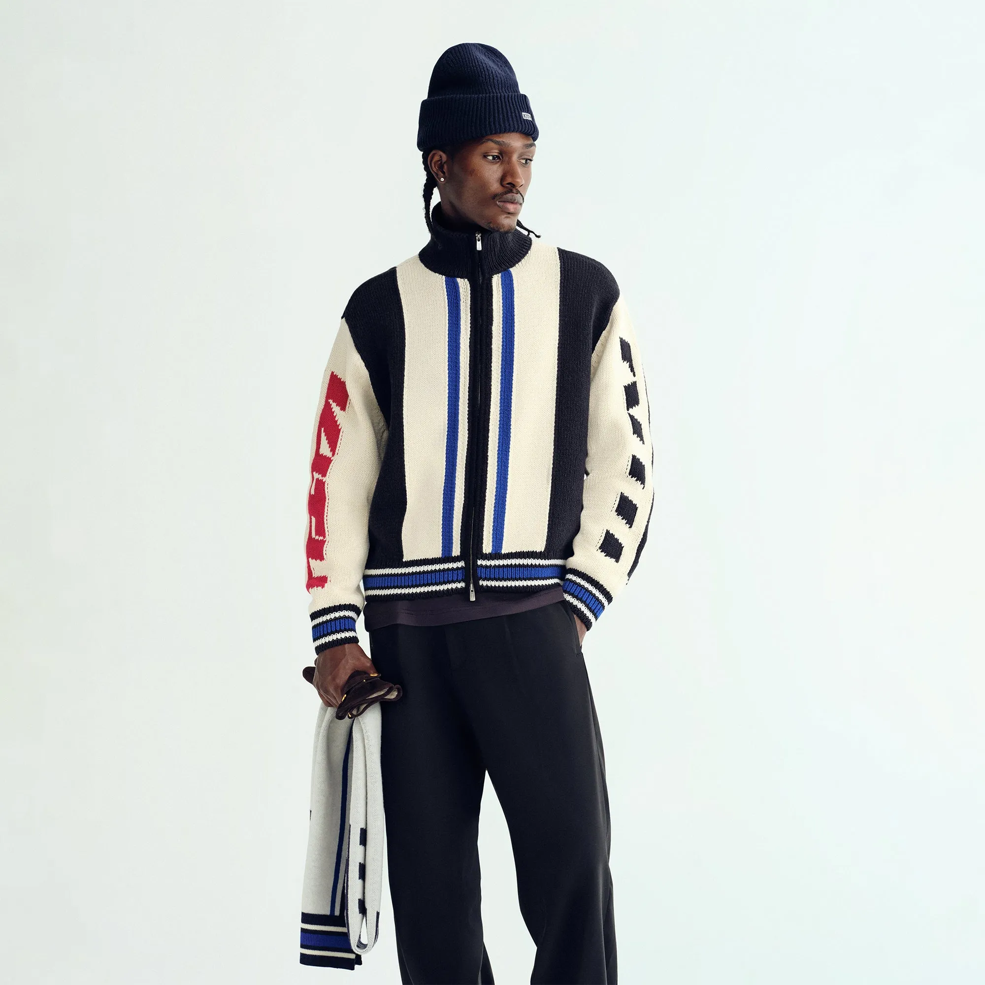 Kith Color-Blocked Moto Full Zip Wyona Sweater - Sandrift Street Ready