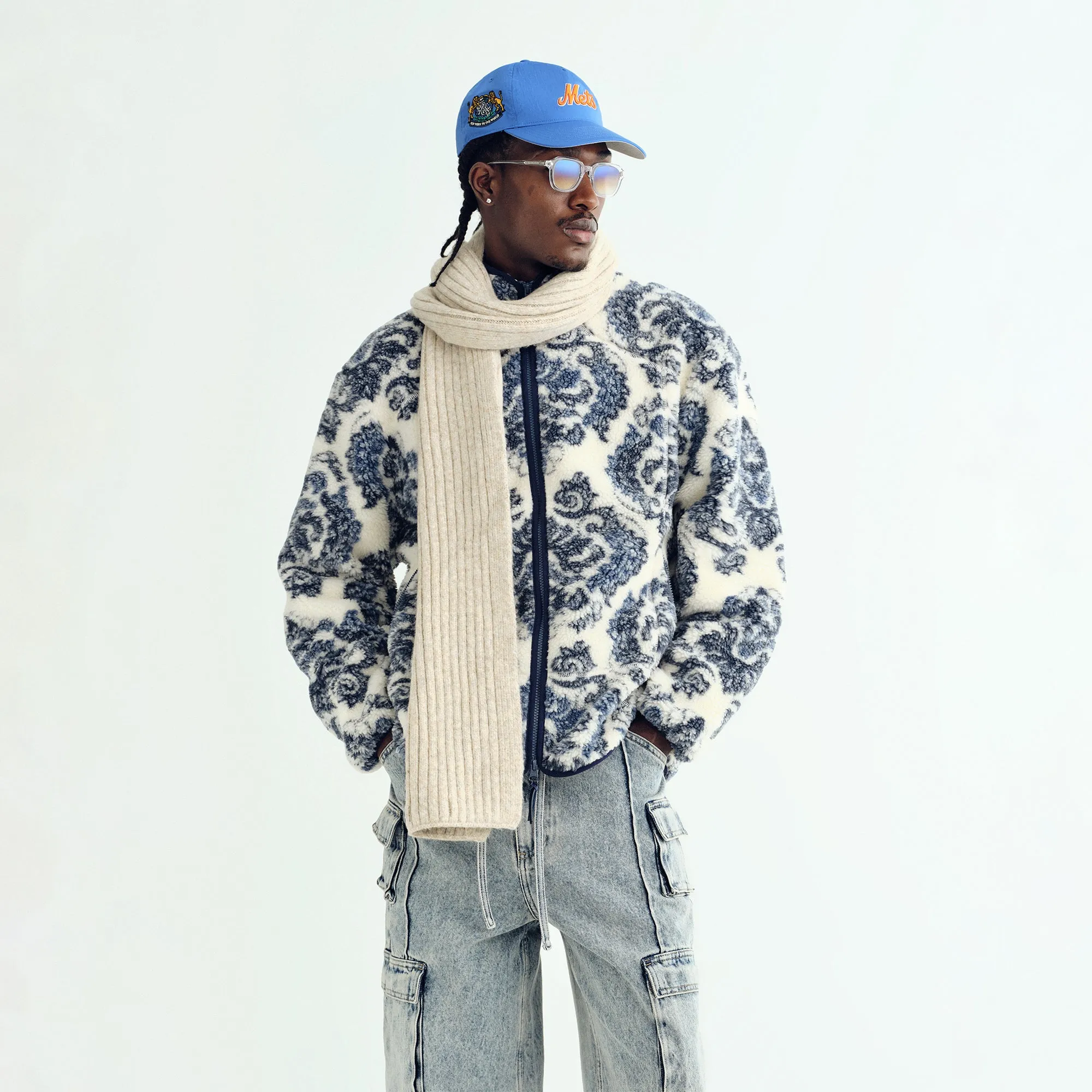 Kith Damask Floral Sherpa Harper Jacket - Sandrift StretchableMaterial