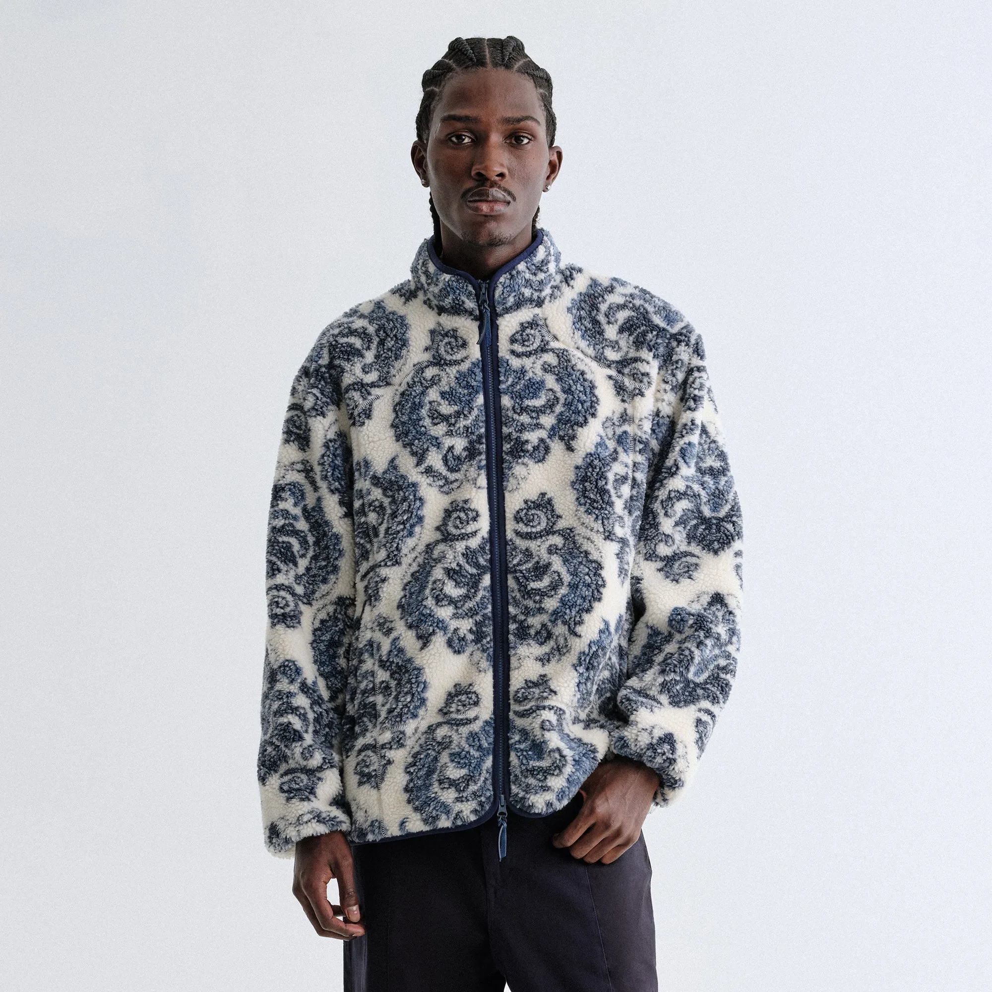 Statement Outerwear Kith Damask Floral Sherpa Harper Jacket - Sandrift