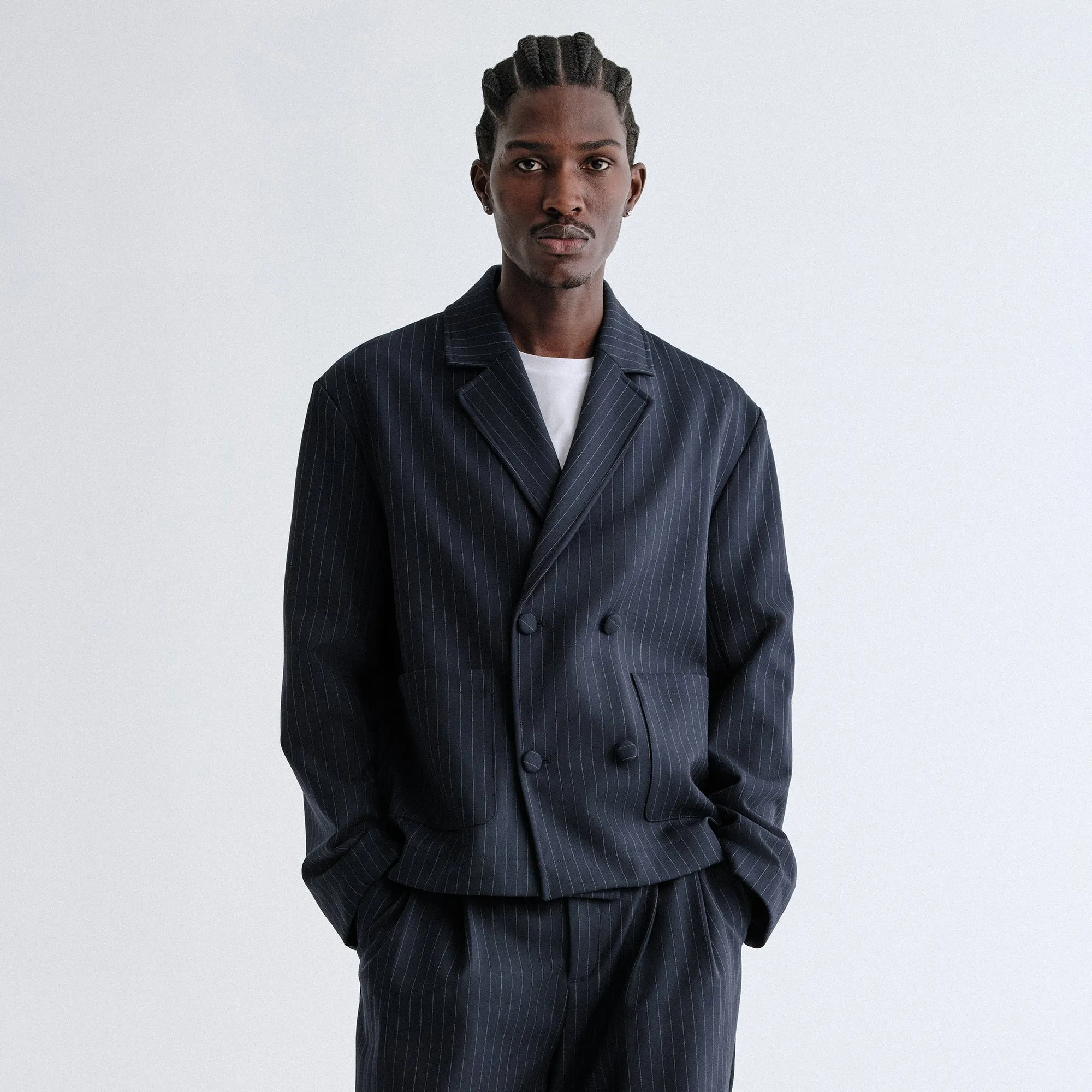 LaserCut Vents Long Sleeve Kith Double Weave Raya Blazer - Nocturnal