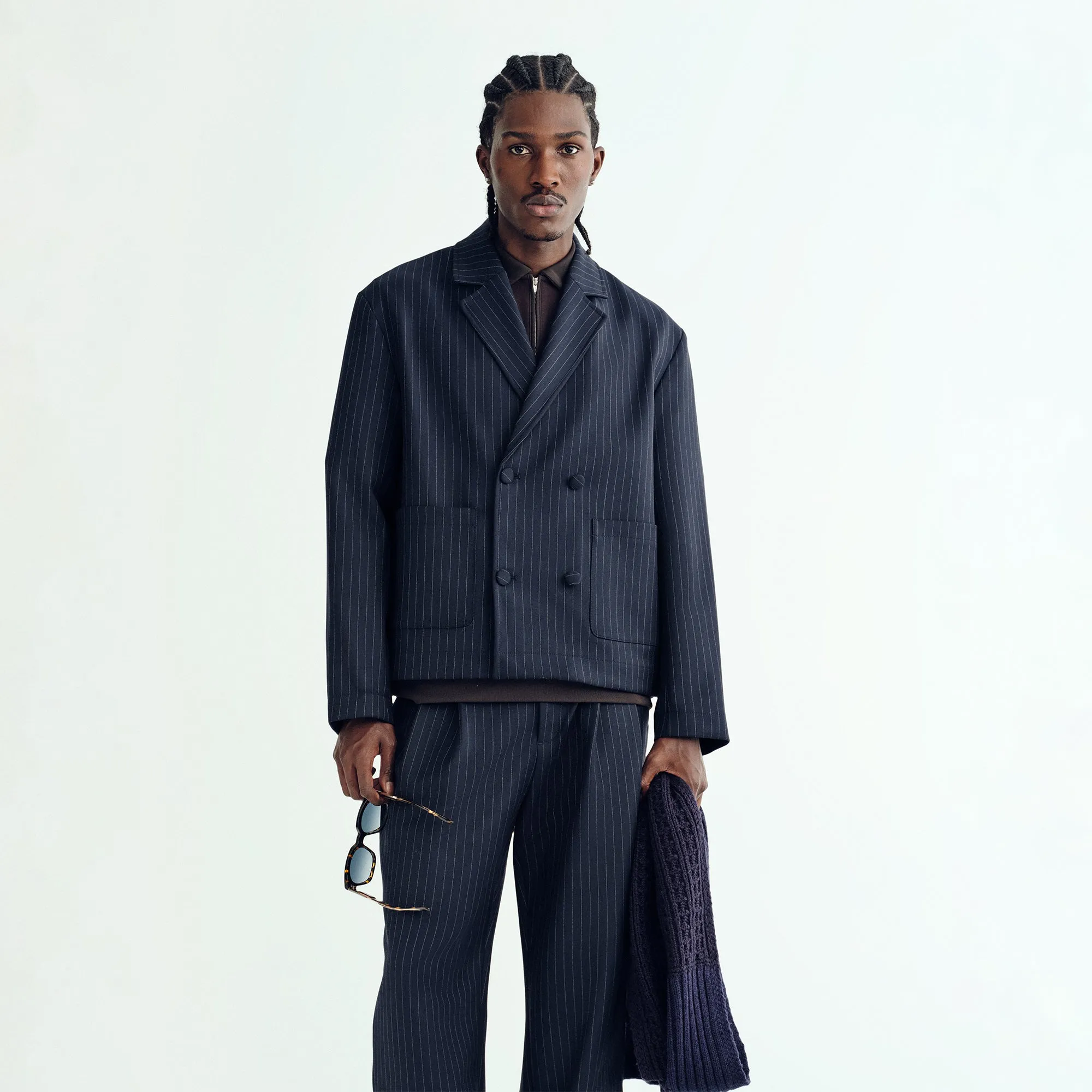 Smooth Zipper Action Kith Double Weave Raya Blazer - Nocturnal