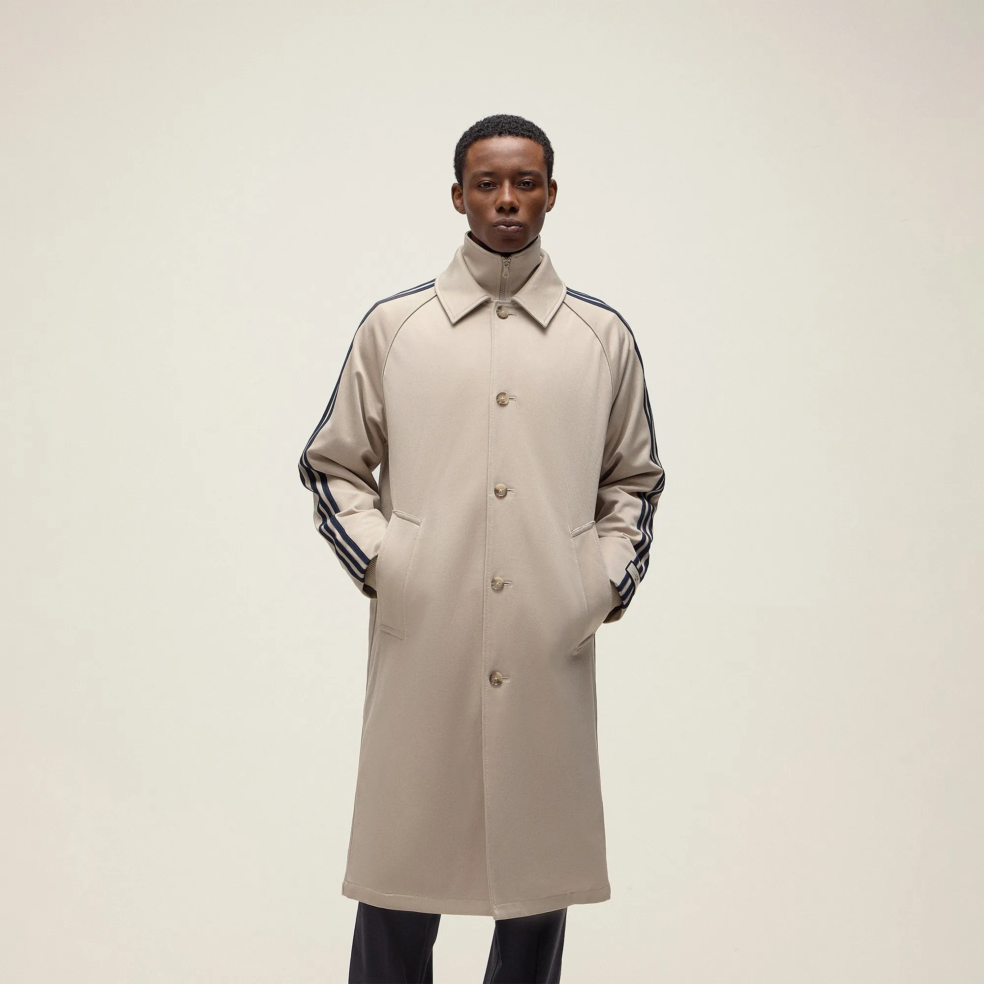 Kith for adidas Football Hybrid Trench Coat - Beige Laser Cut Vents Recycled Polyester