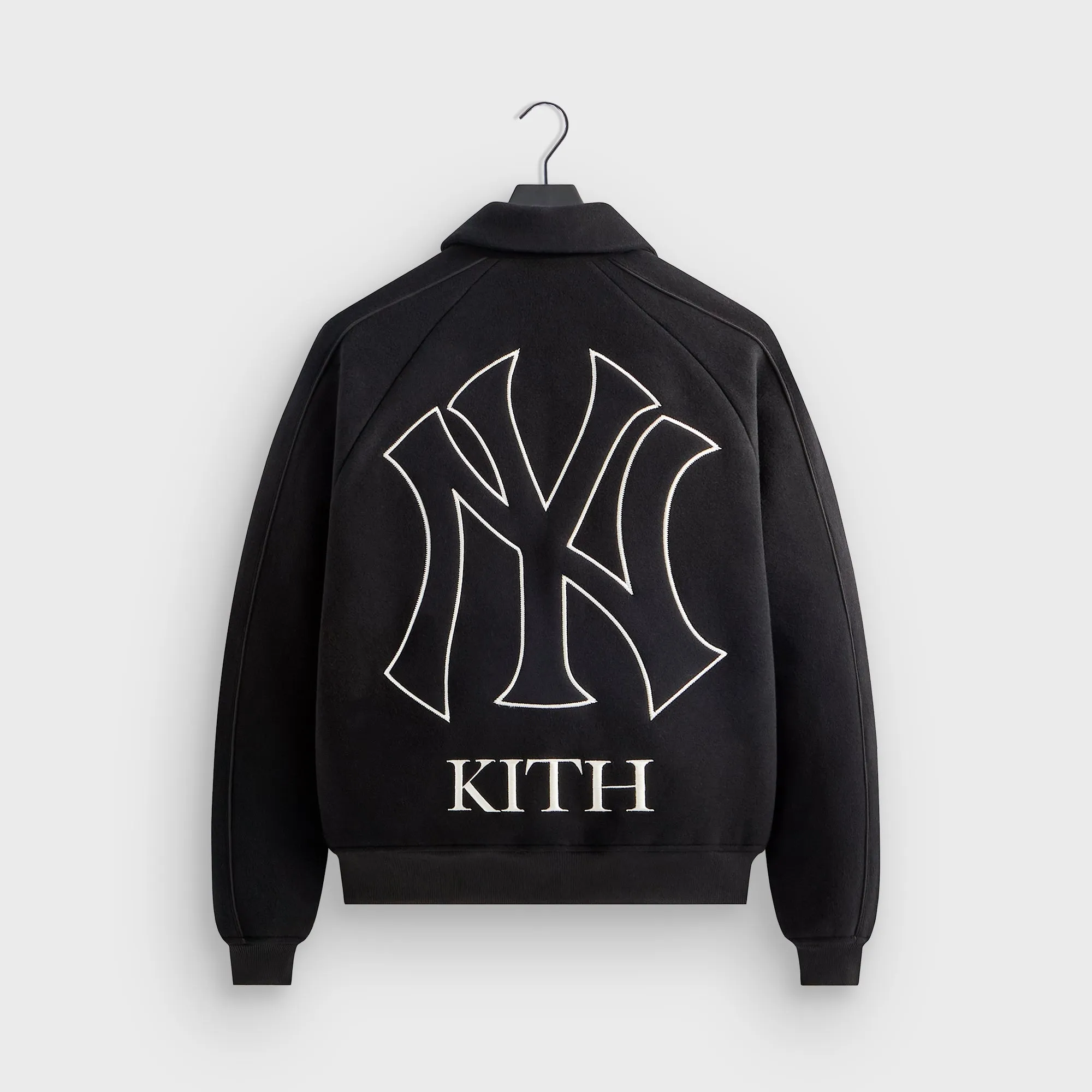 All Day Comfort Design Kith for the New York Yankees Melton Wool Raglan Varsity Jacket - Black
