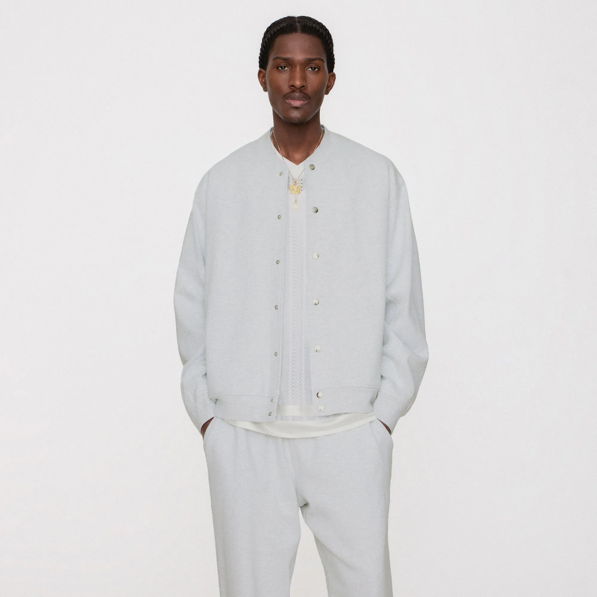 Kith Marvin Bomber Jacket - Light Heather Grey Classic Fit