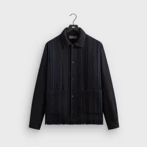 Recycled Textile Kith Mixed Stripe Tweed Boxy Collared Overshirt - Nocturnal