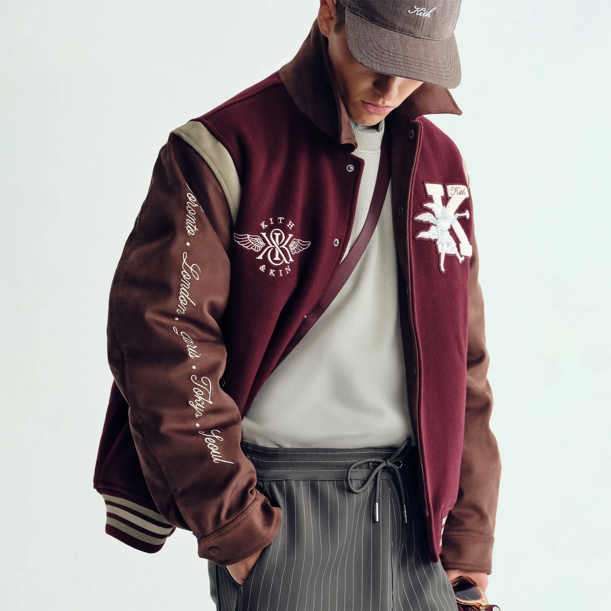 Water resistant coating Kith Wool & Microsuede Varsity Jacket - Magma
