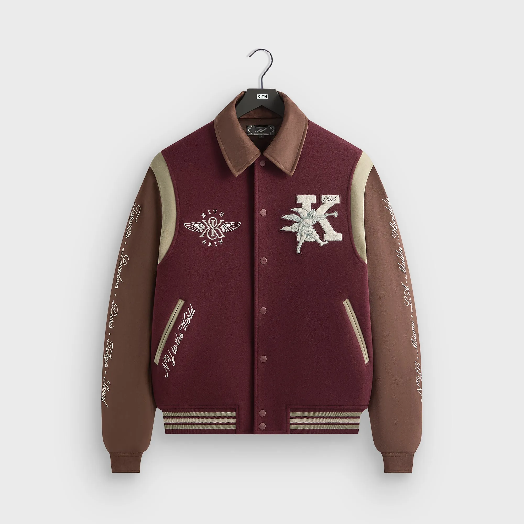 Everyday apparel Sporty Touch Kith Wool & Microsuede Varsity Jacket - Magma