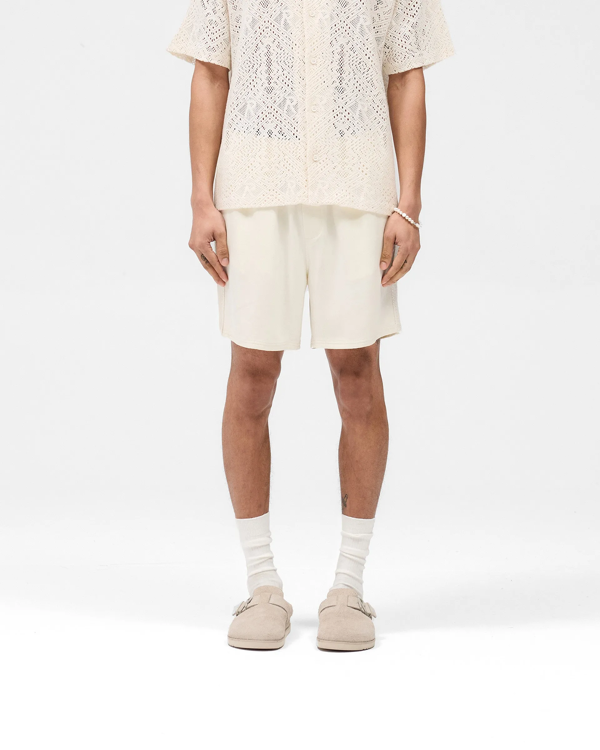 Knitted Panel Short - Antique White Comfy Shape men's clothing