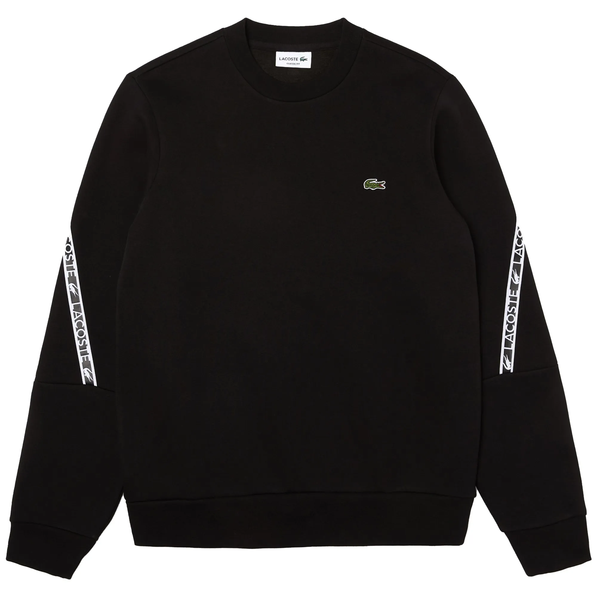 Cozy Texture Lacoste Tape Sleeve Crew Sweat SH9884 - Black