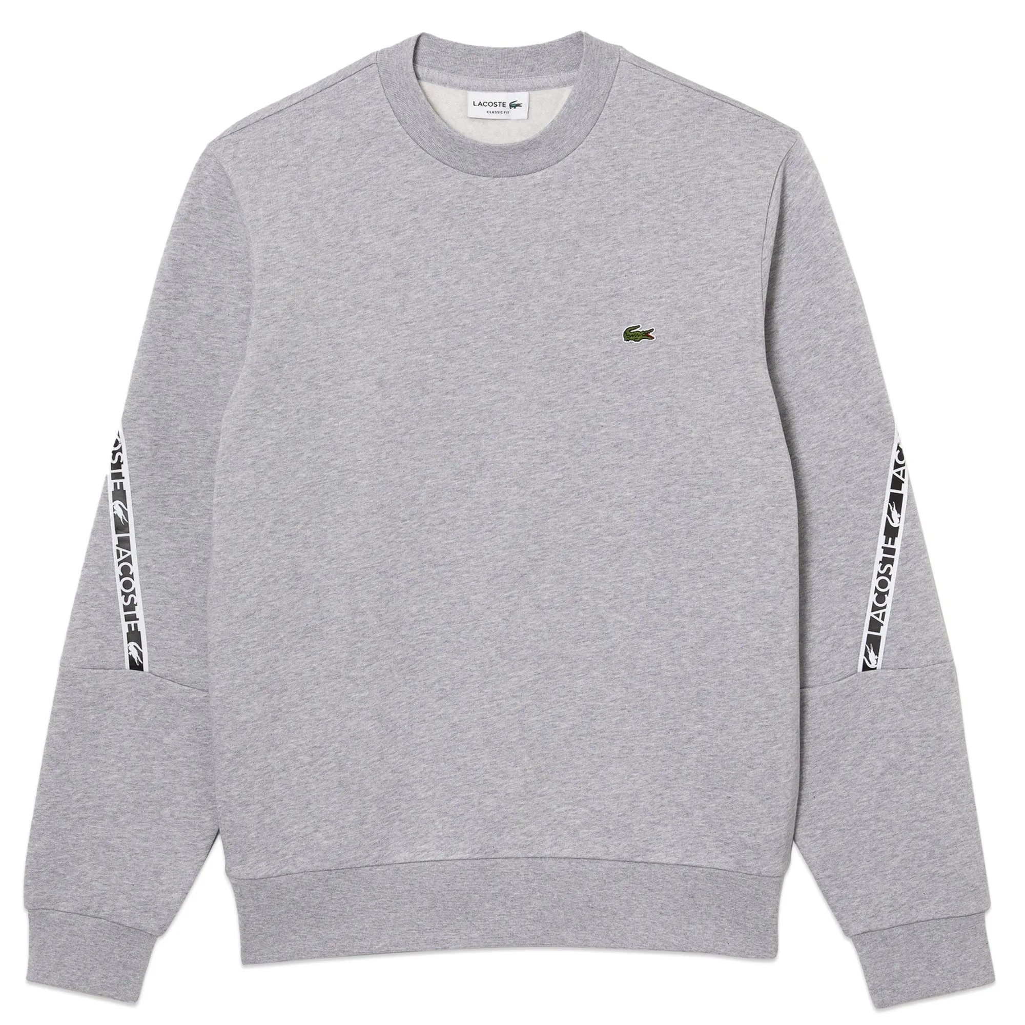 Lacoste Tape Sleeve Crew Sweat SH9884 - Silver Chine stain resistant coating old people