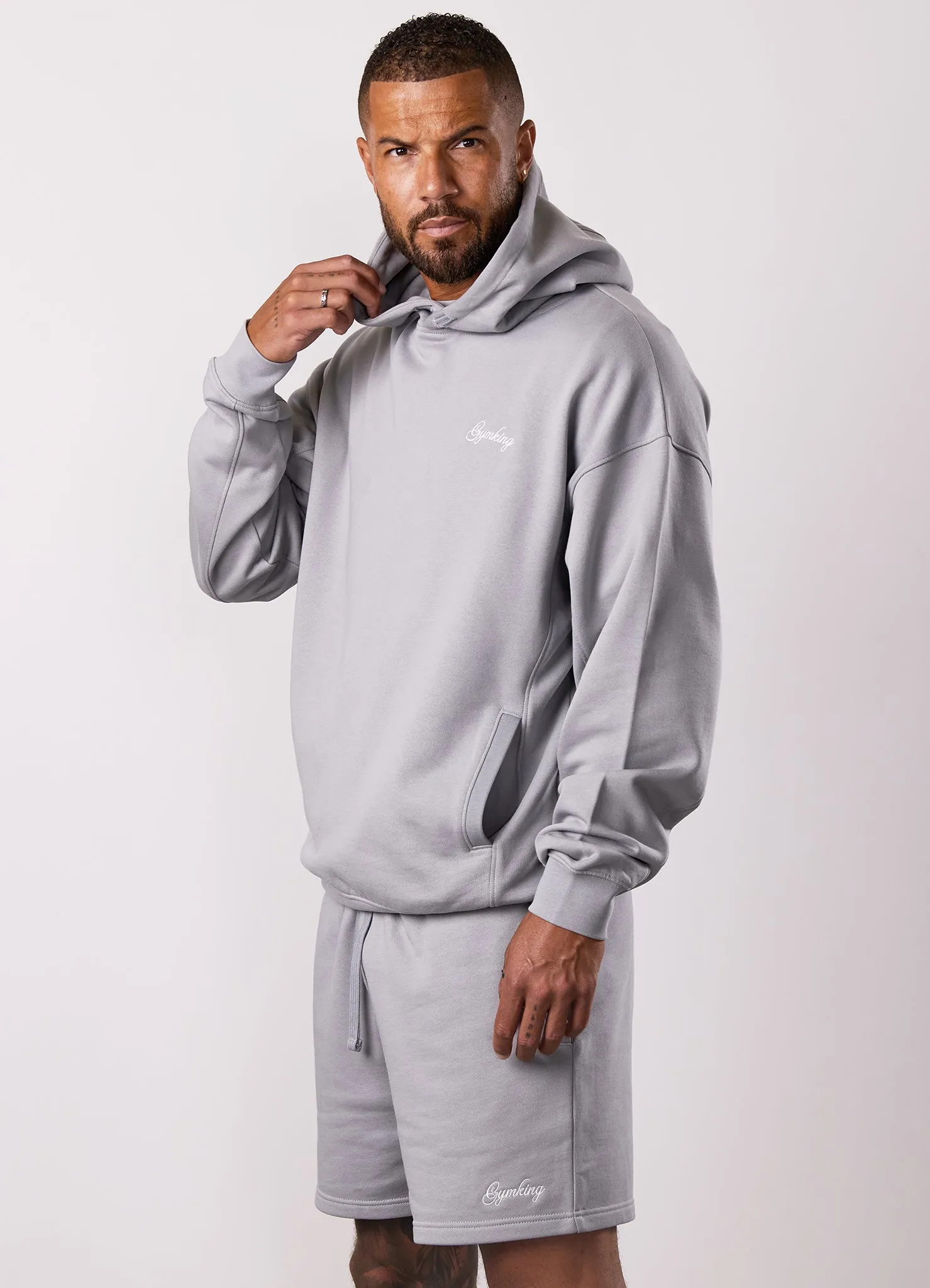 Gym King Script Relaxed Fit Hood - Urban Grey Smart Design Simple Hoodie