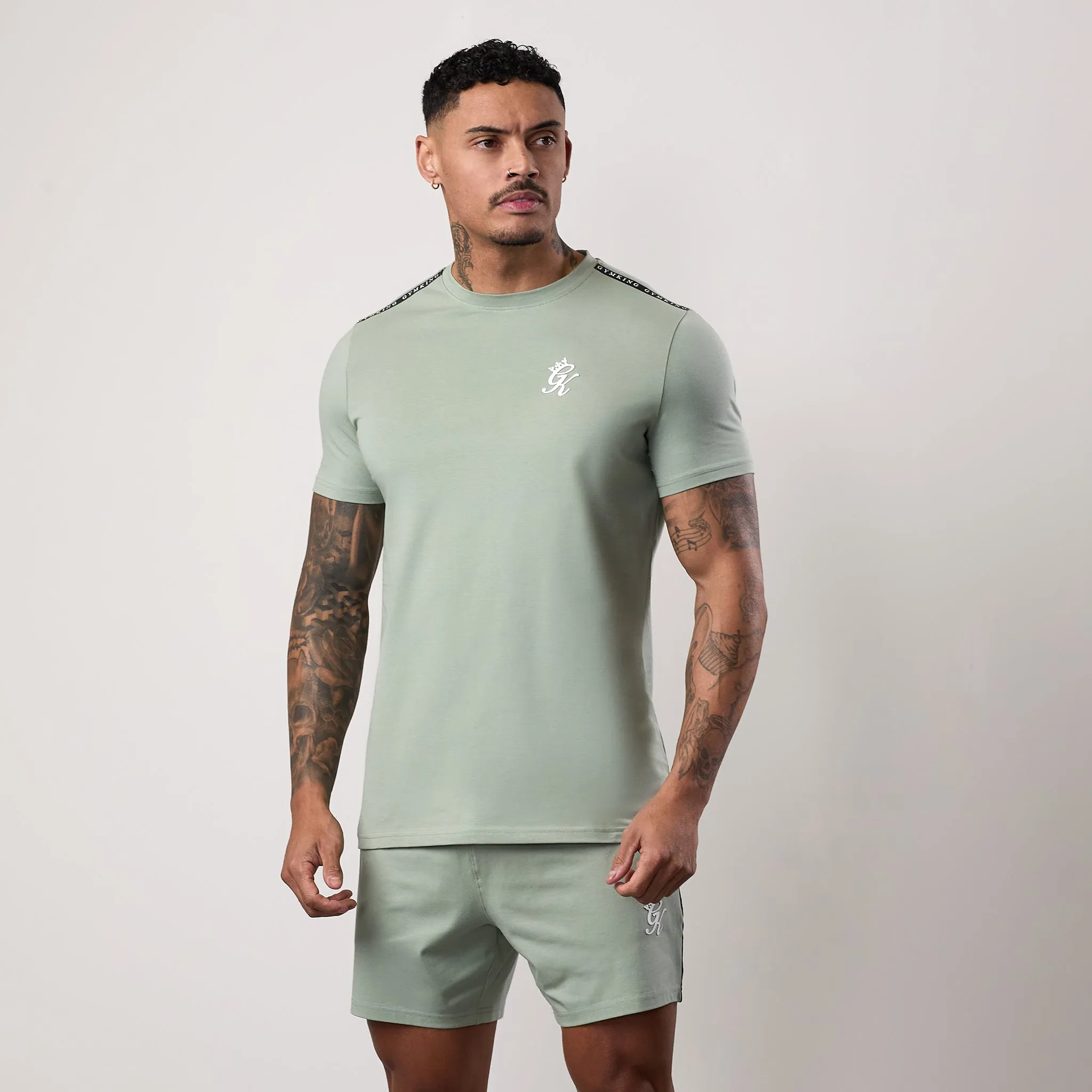 Hypoallergenic fabric Gym King Taped Jersey Tee - Frosted Sage
