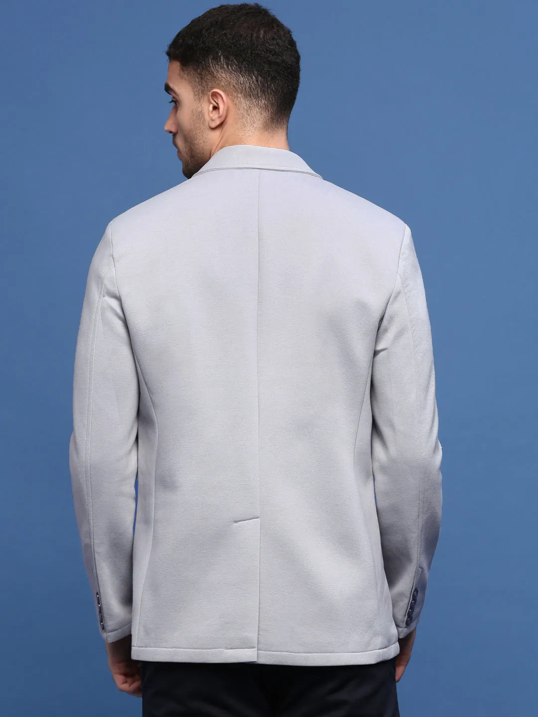 Low Maintenance Fabric Seamless Street Fit Men's Grey Single Breasted Slim Fit Blazer