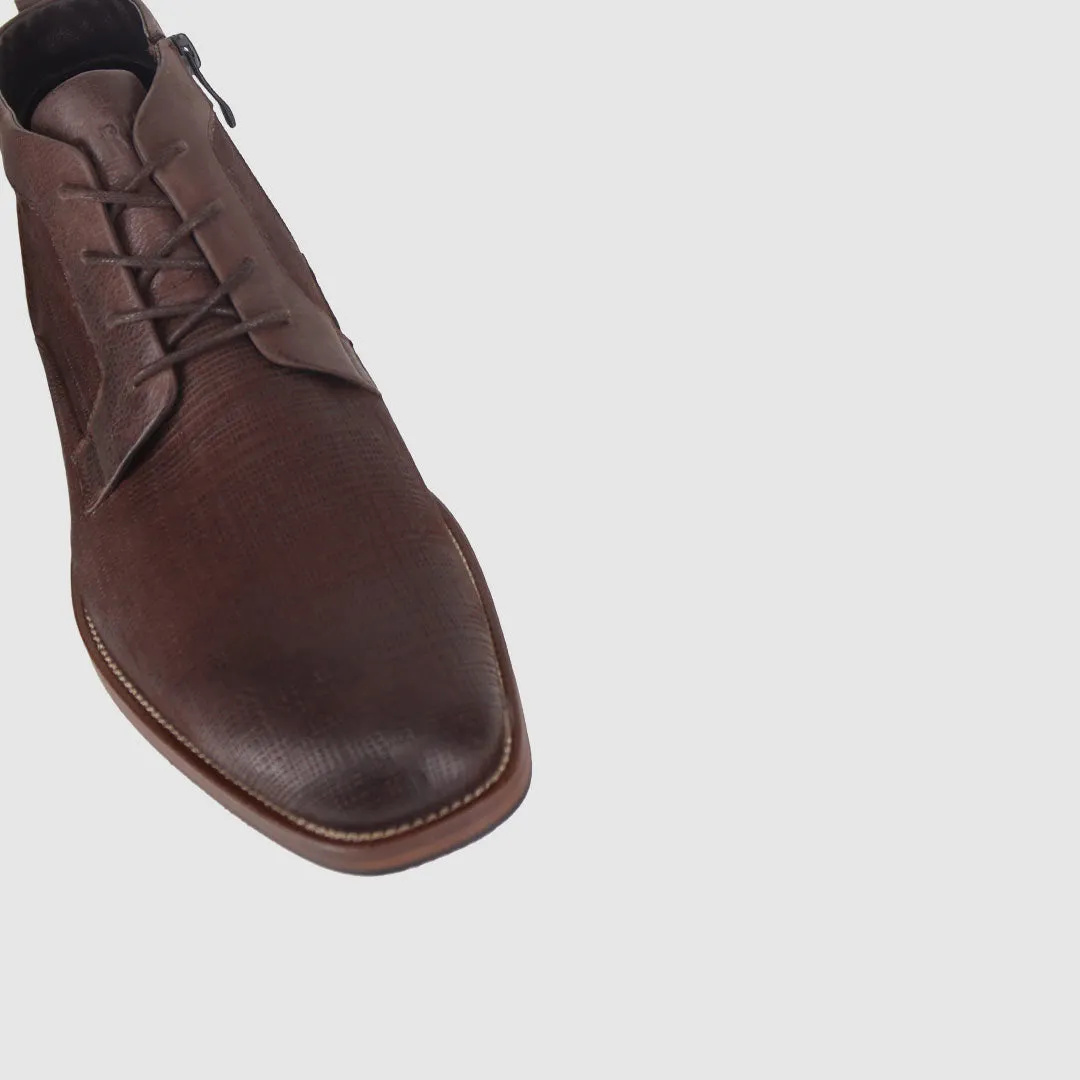 Crisp Look Tailor Lace Up Boots Coffee