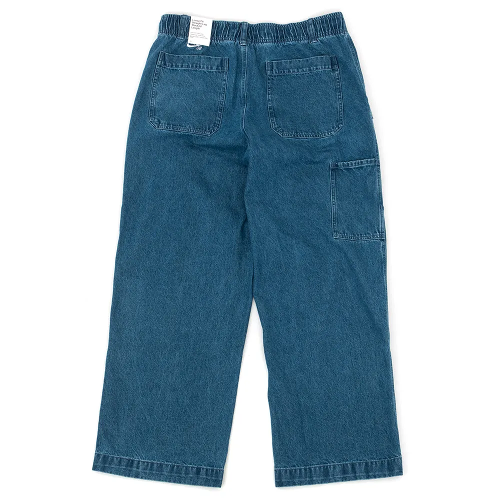 Loose Double-Knee Denim Skate Pant (Diffused Blue / White) Comfortable Waistband Functional Fit