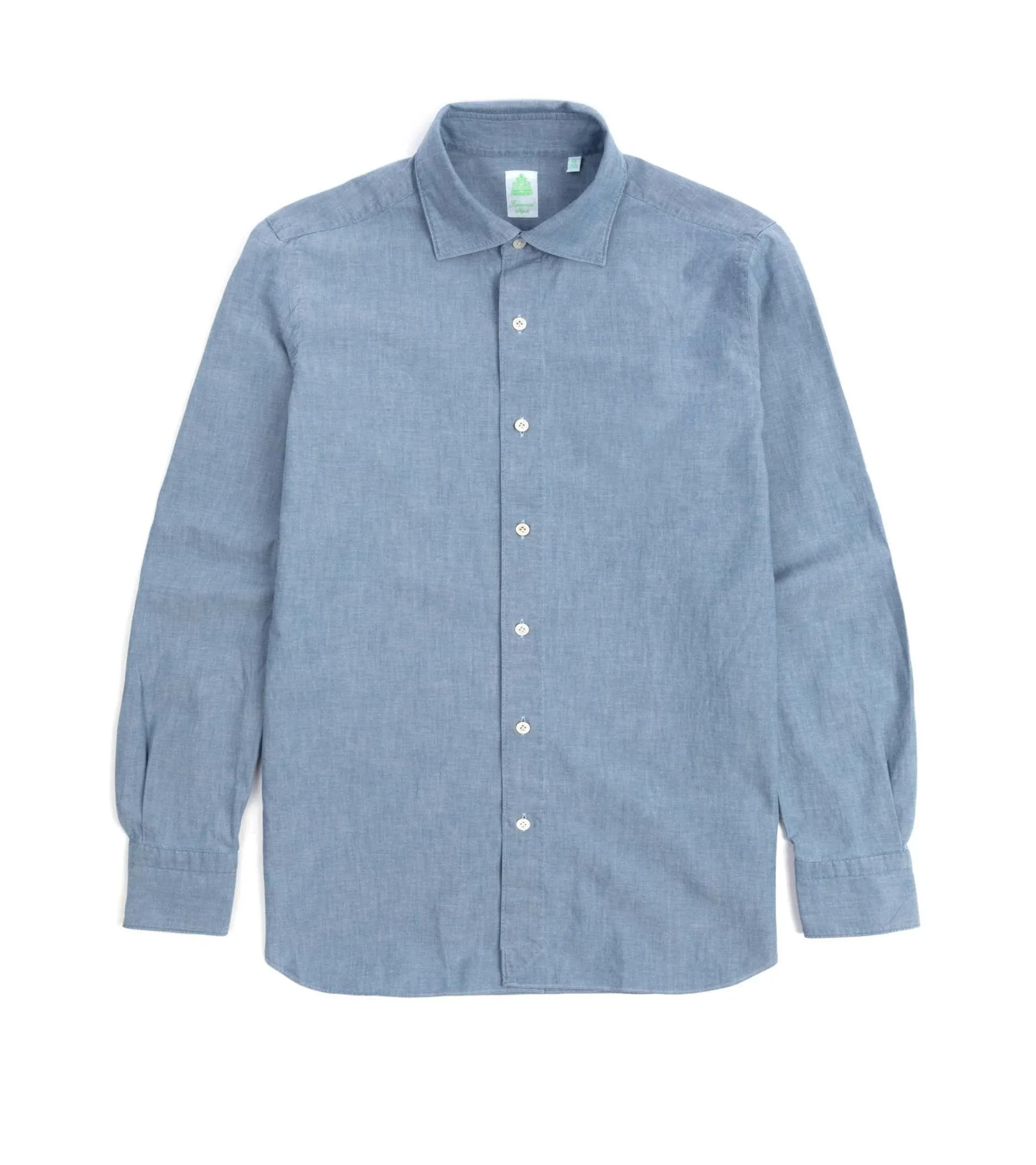 Effortless Style Finamore Gaeta Classic Cotton Luigi Sport Shirt: Chambray