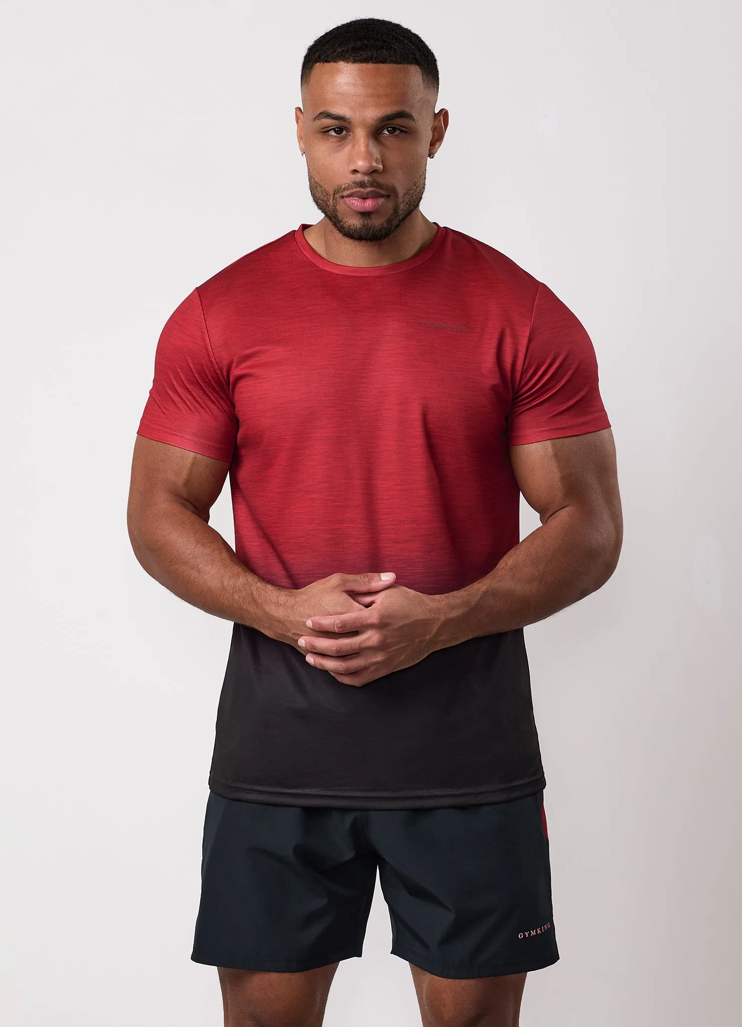 sports activity Raw Edge Hem Gym King Ombre Space Dye Tee - Salsa