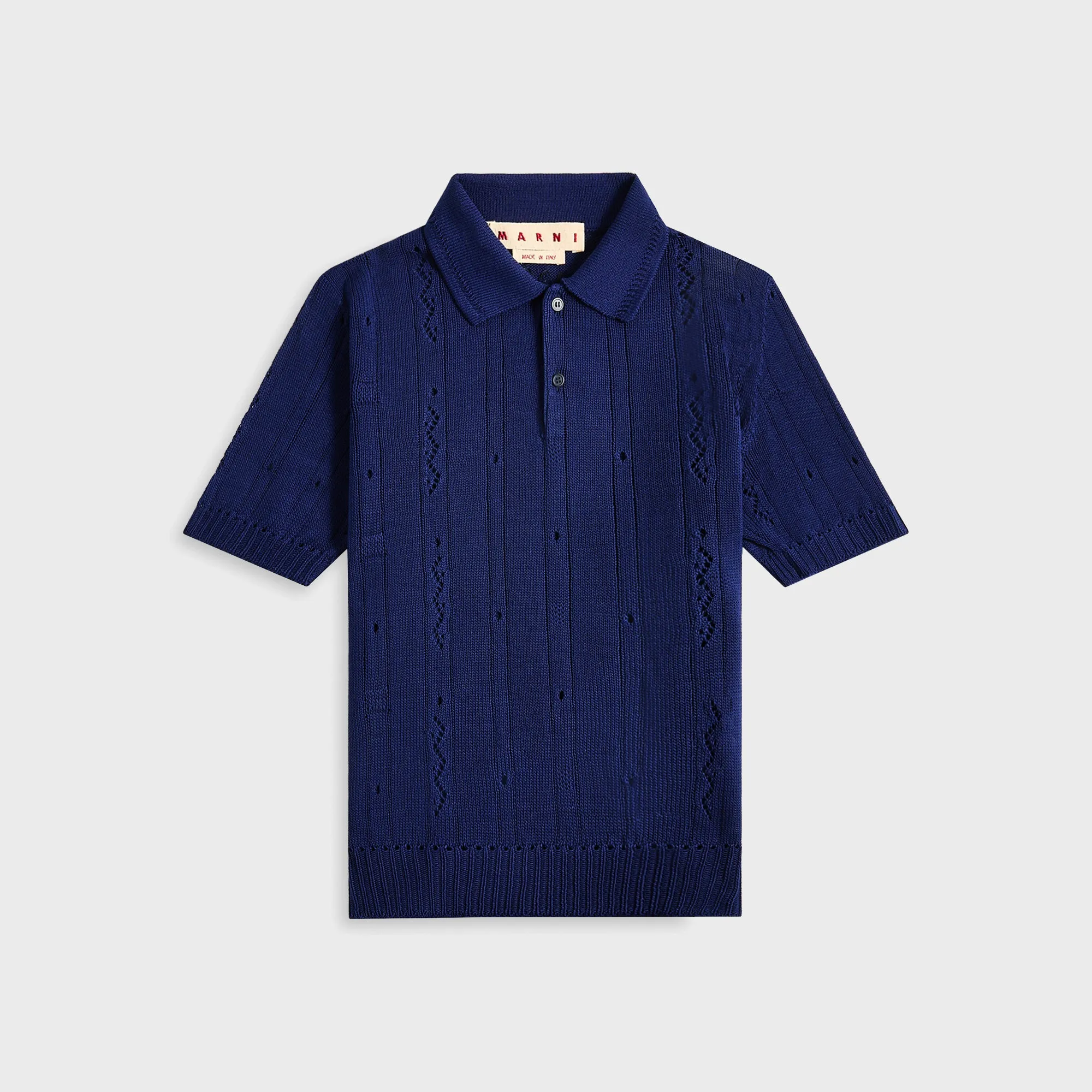 Marni Short Sleeve Crochet Polo Shirt - Bluette Moisture Wicking Finish