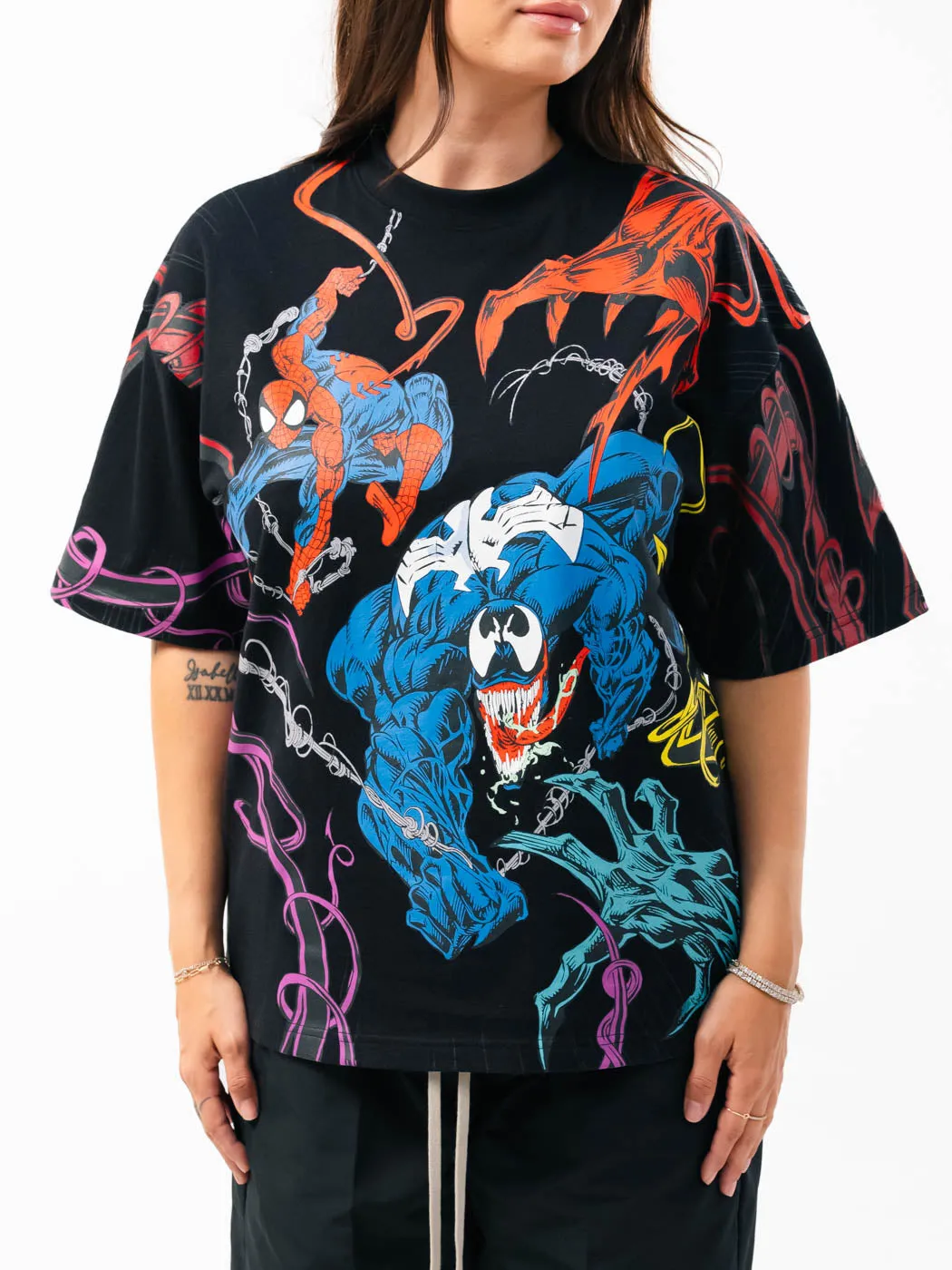 Marvel By Shoe Palace Spiderman VS Venom Mens Short Sleeve Shirt (Black/Blue) Summer Favorite Active Trend Look