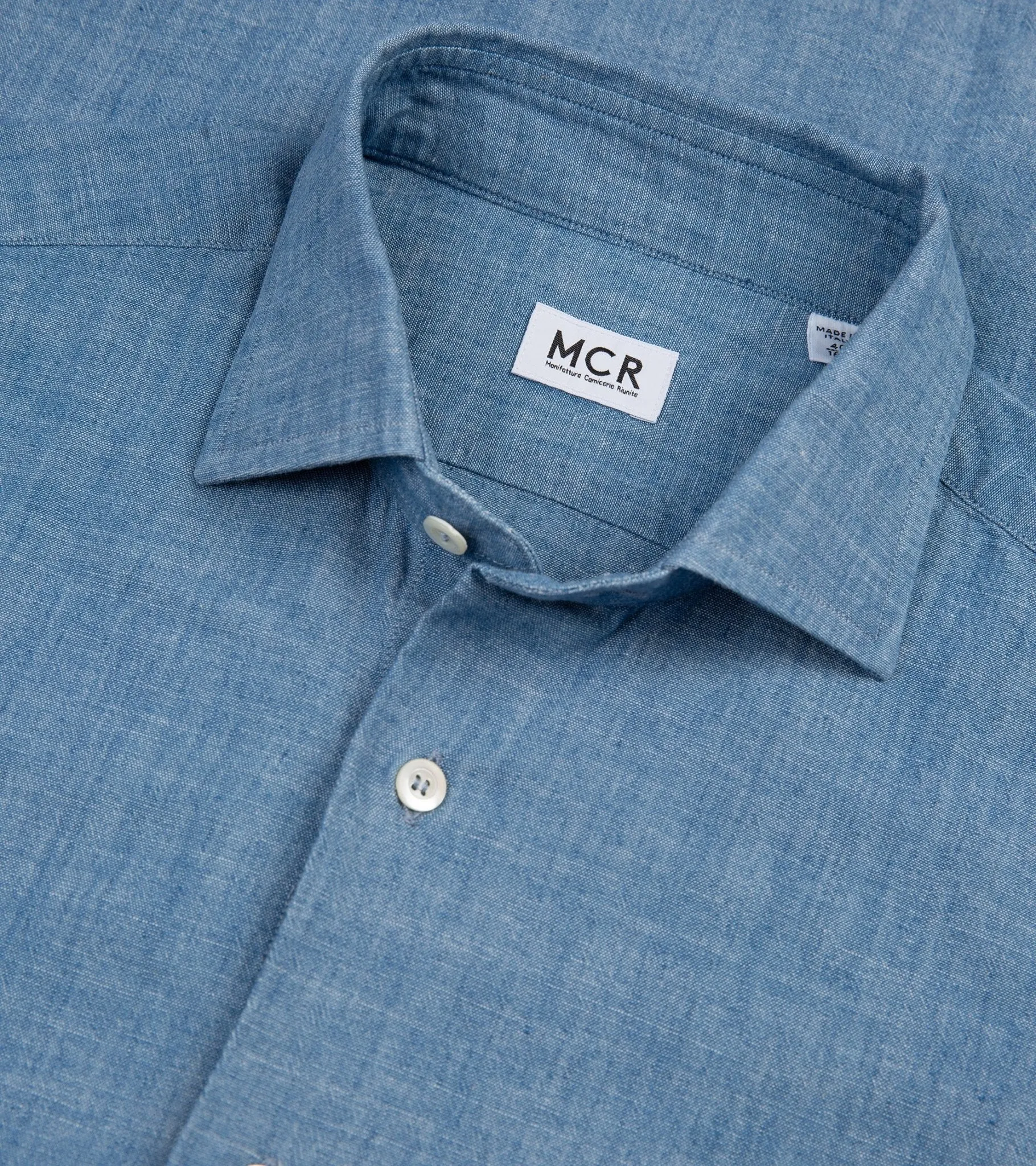 MCR Slim Japanese Chambray Shirt: Light Blue Sleeveless Cut