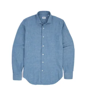 MCR Slim Japanese Chambray Shirt: Light Blue V-neck style
