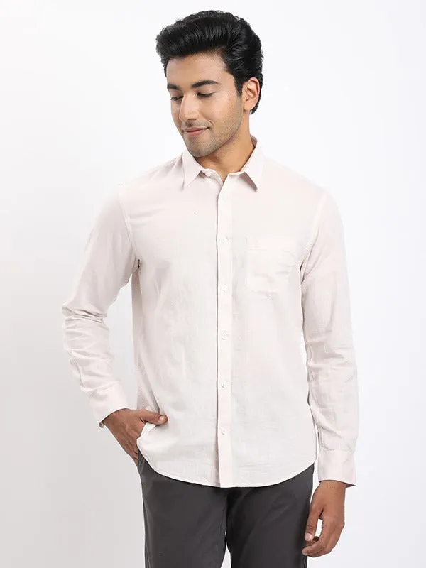 Plus Size Men Solid Full Sleeve Cotton Blend Shirt