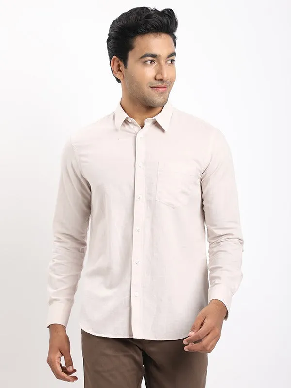 Non-irritating Men Solid Full Sleeve Cotton Blend Shirt