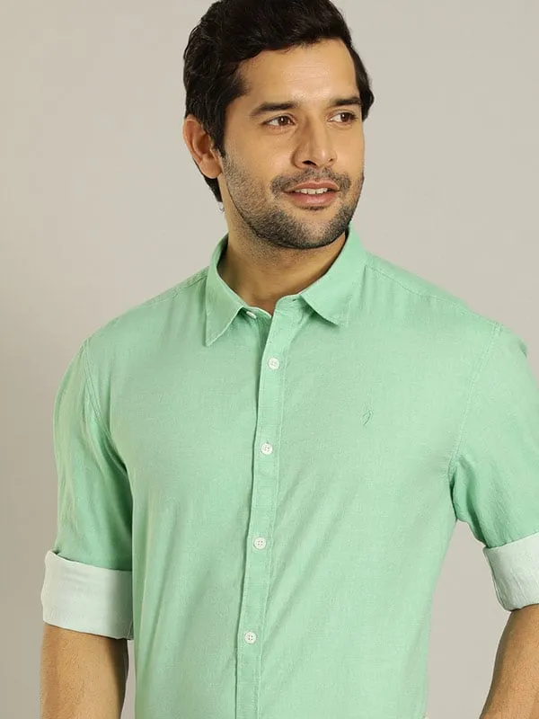 Men Solid Full Sleeve Cotton Shirt On-The-Go Style